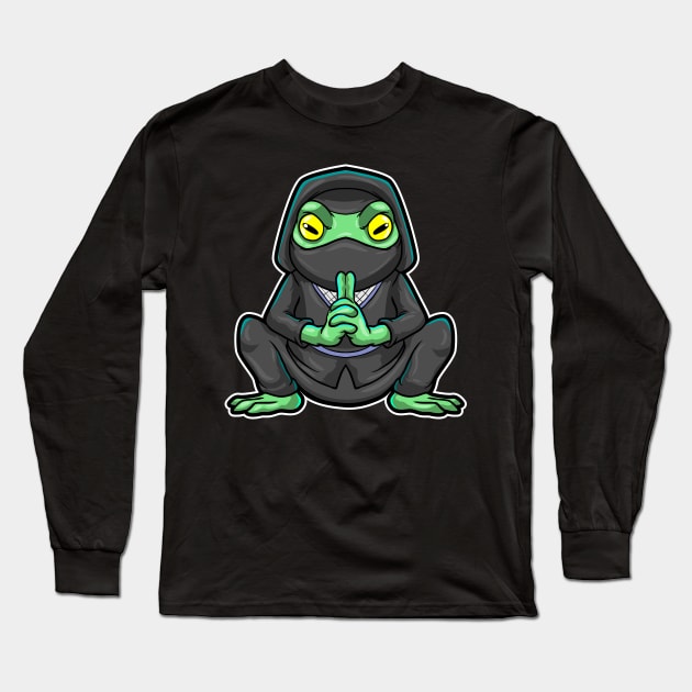 Frog as Ninja in black Long Sleeve T-Shirt by Markus Schnabel